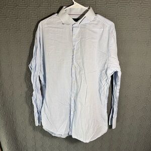 Tattersall Button Shirt Mens Size 17 1/2 34/35 Blue Longsleeve SoHo